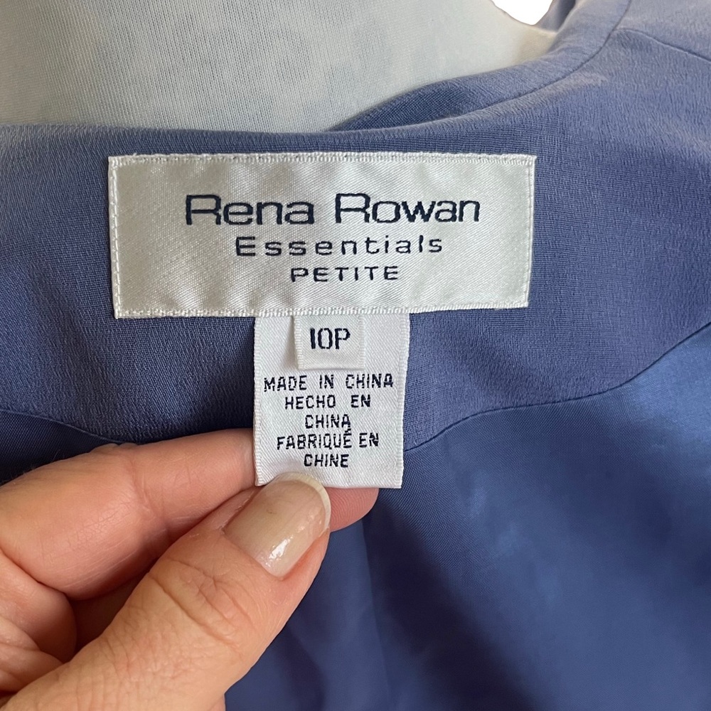 Rena Rowan Essentials Women's Blue Single-button Silk Blazer 10P - Picture 3 of 5